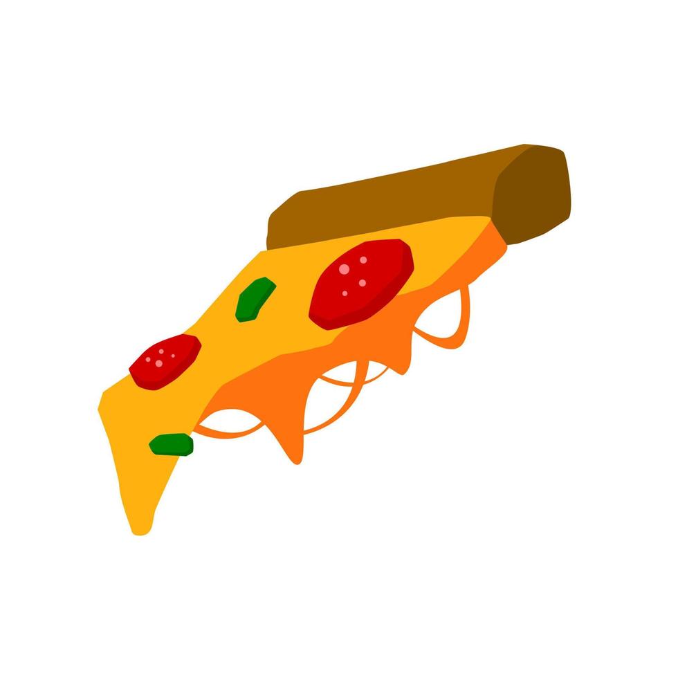 illustration of a slice of pizza with a melted cheese. pizza vector illustration.