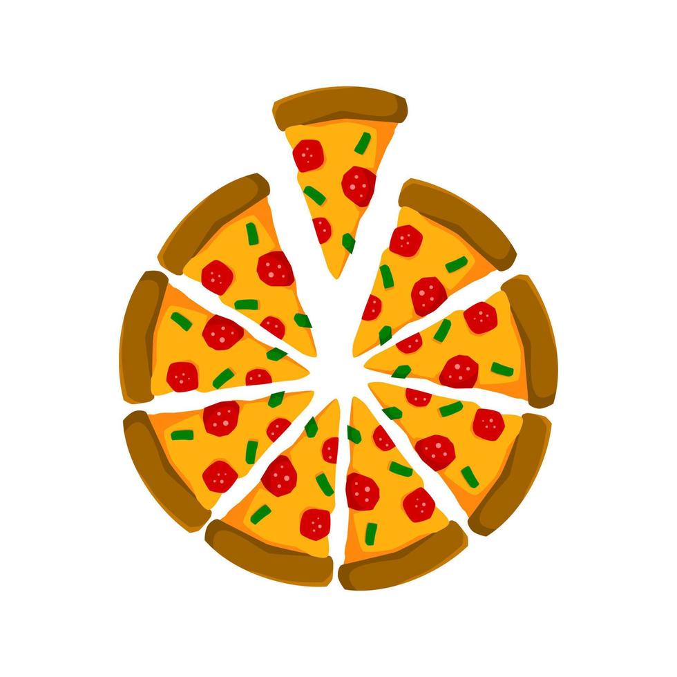 sliced of a whole pizza illustration. pizza vector graphic template ...