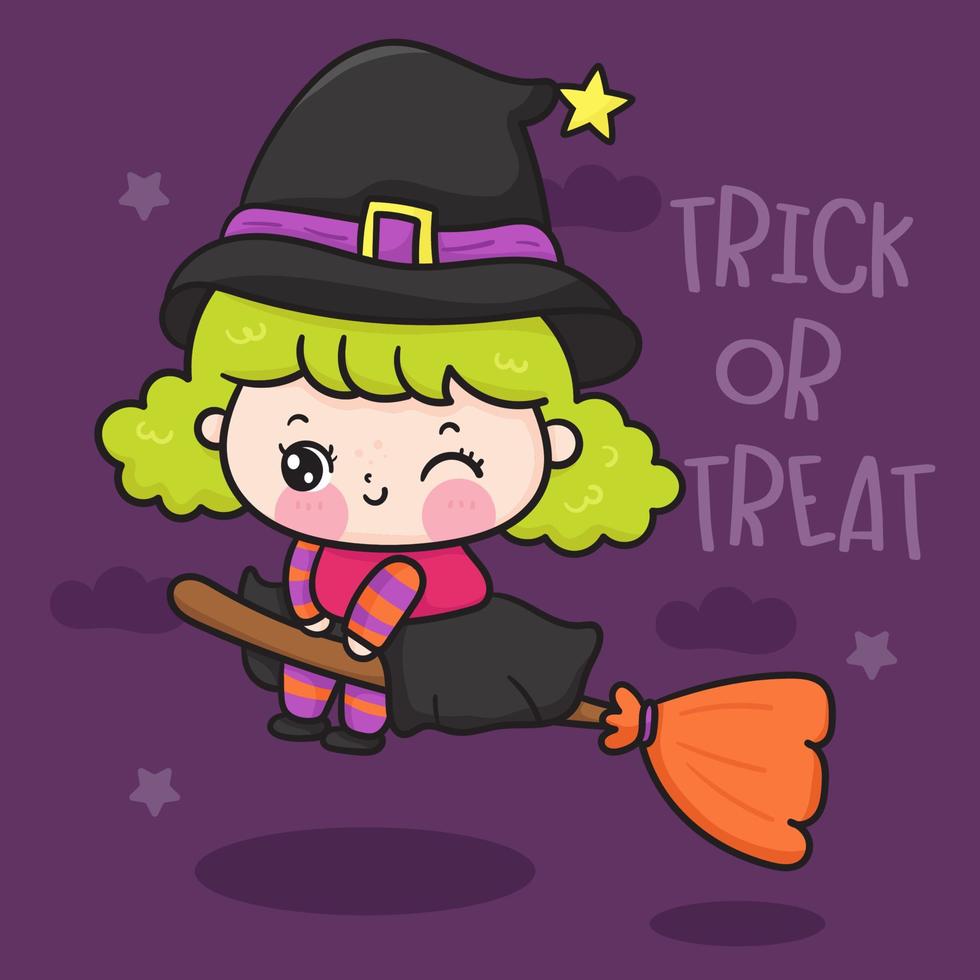 Halloween witch with a broom vector