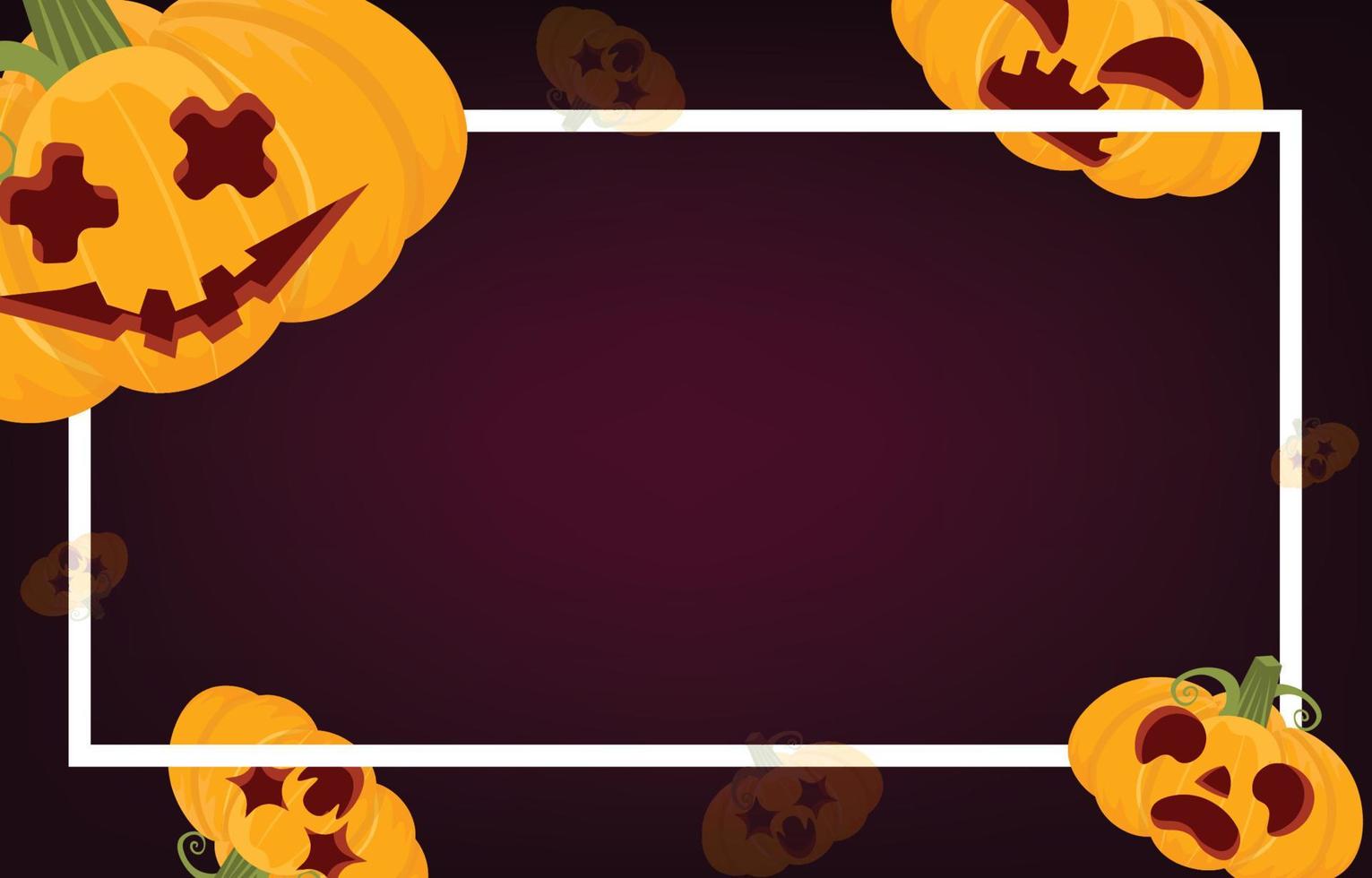 fondo de halloween decorado con calabazas fantasmas. con espacio de copia. vector de ilustración de concepto de día de terror y fantasma