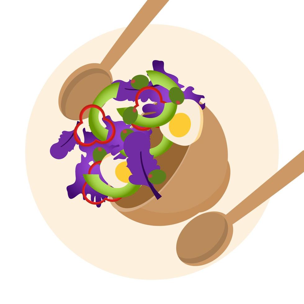 Vector Illustration of Fresh Purple Vegetables Salad in the Bowl. Perfect use for food icon and food illustration menu on the restaurant