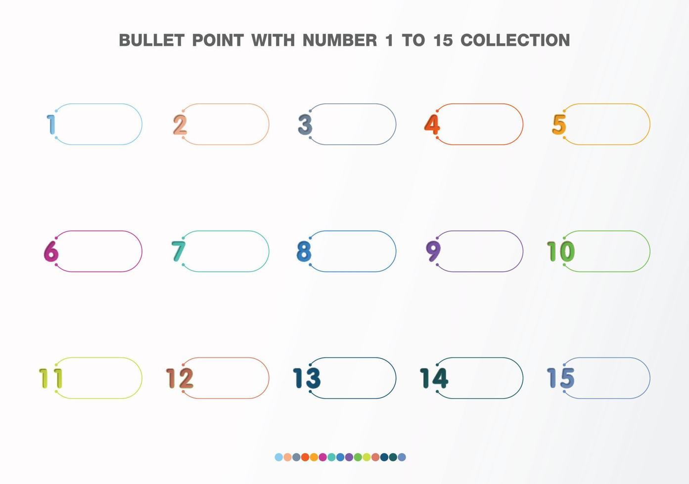 Bullet with number collection. Numbers from 1 to 15. Infographic buttons and points. Design easy to edit . Vector eps10.