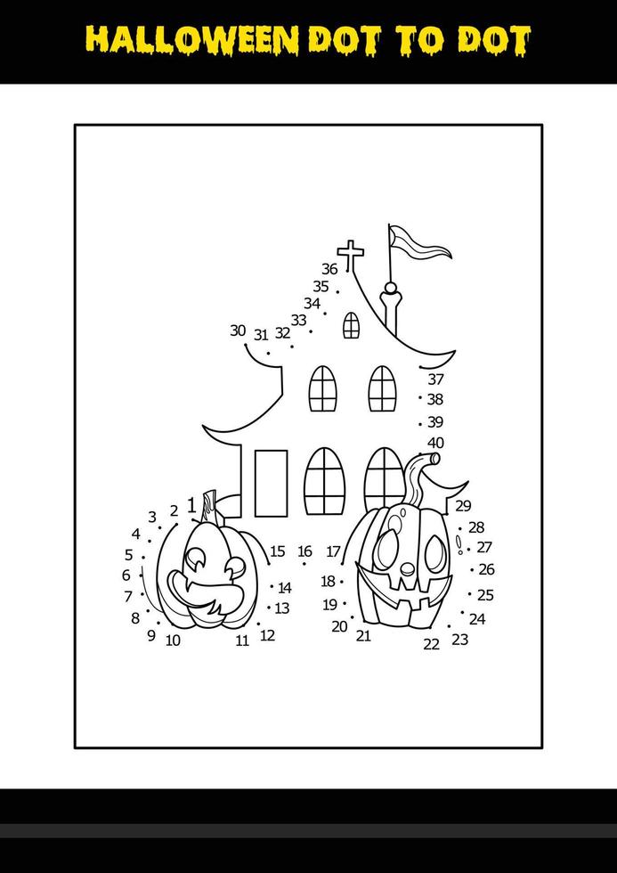 Halloween dot to dot coloring page for kids. Line art coloring page design for kids. vector