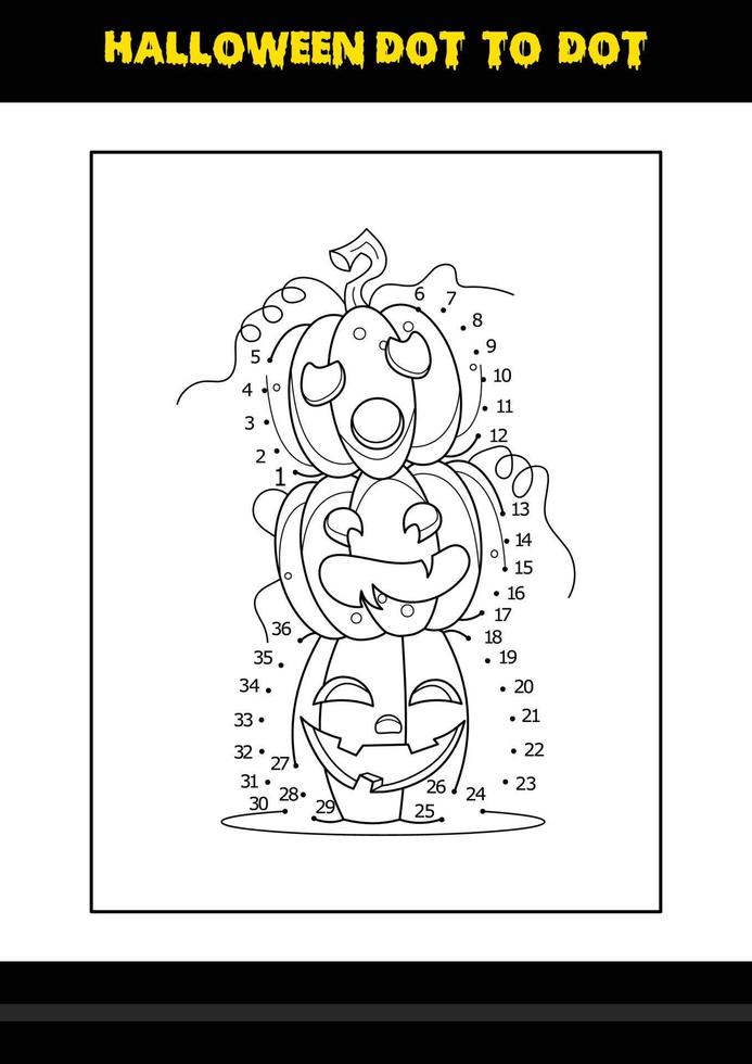 Halloween dot to dot coloring page for kids. Line art coloring page design for kids. vector