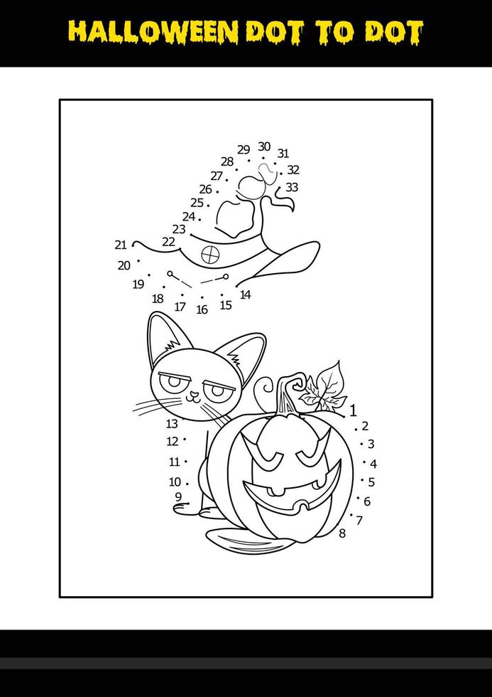 Halloween dot to dot coloring page for kids. Line art coloring page design for kids. vector