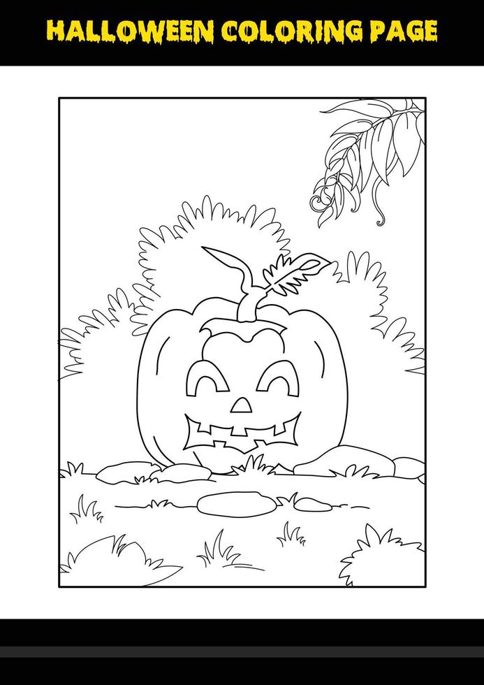 Halloween coloring page for kids. Line art coloring page design for kids. vector