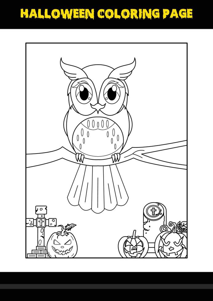 Halloween coloring page for kids. Line art coloring page design for kids. vector