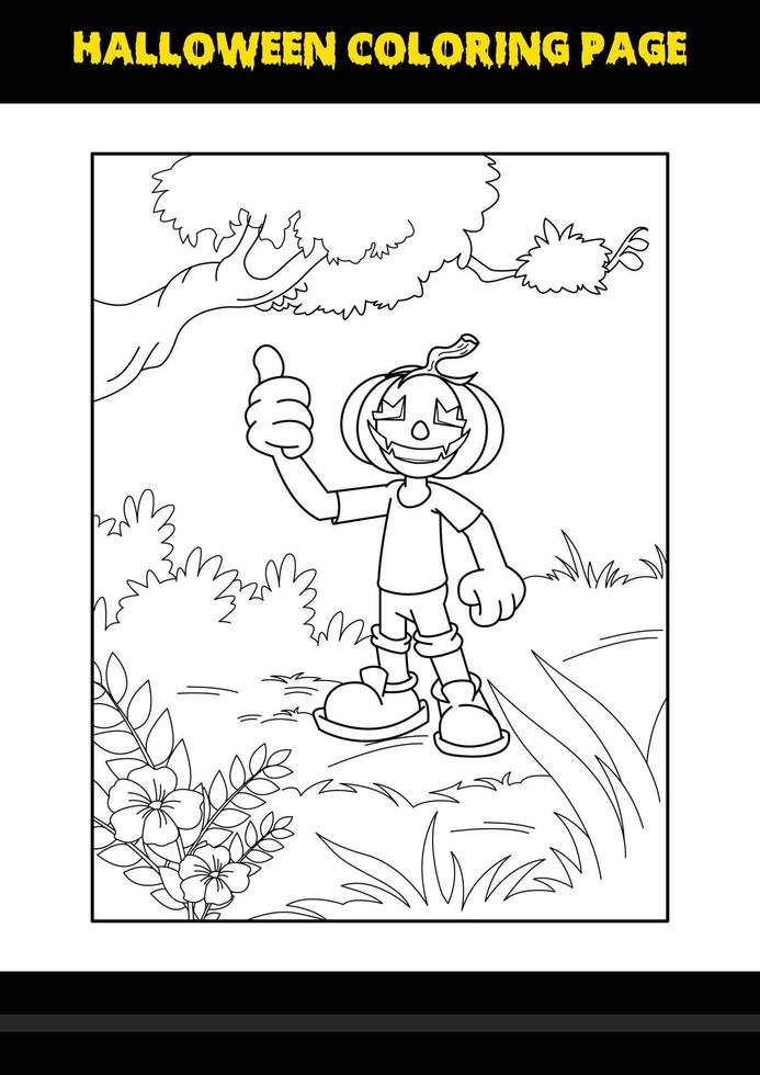 Halloween coloring page for kids. Line art coloring page design for kids. vector