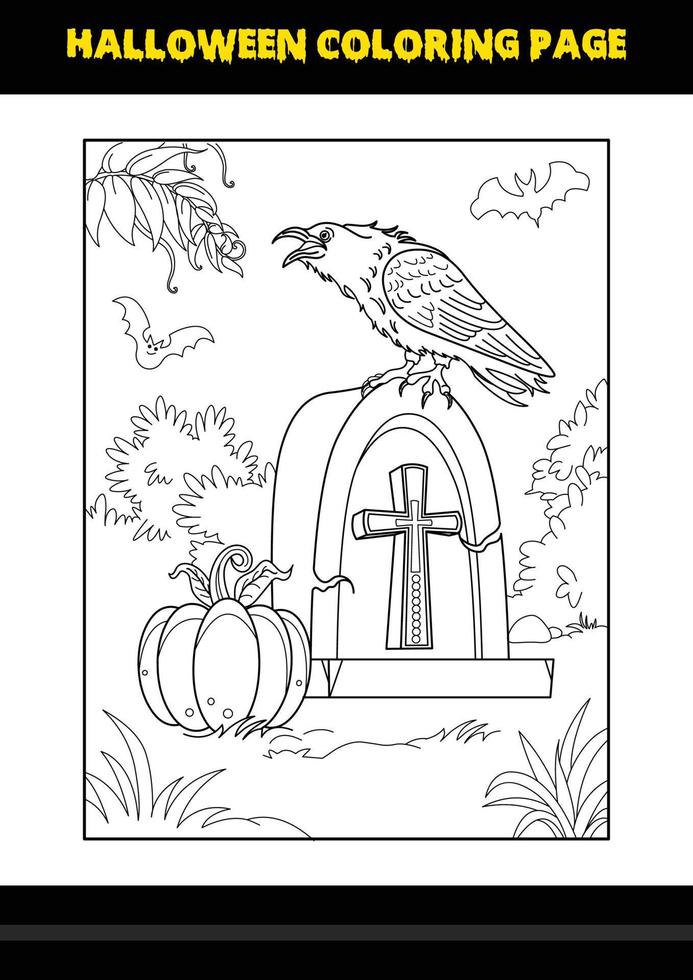 Halloween coloring page for kids. Line art coloring page design for kids. vector