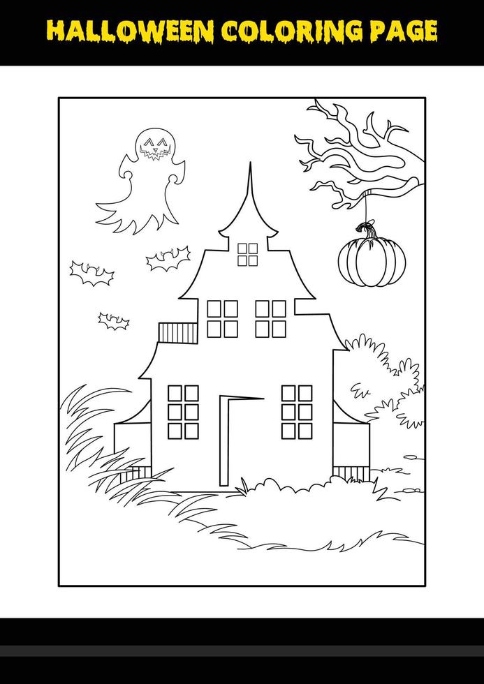 Halloween coloring page for kids. Line art coloring page design for kids. vector