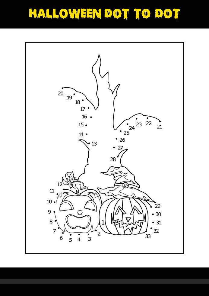 Halloween dot to dot coloring page for kids. Line art coloring page design for kids. vector