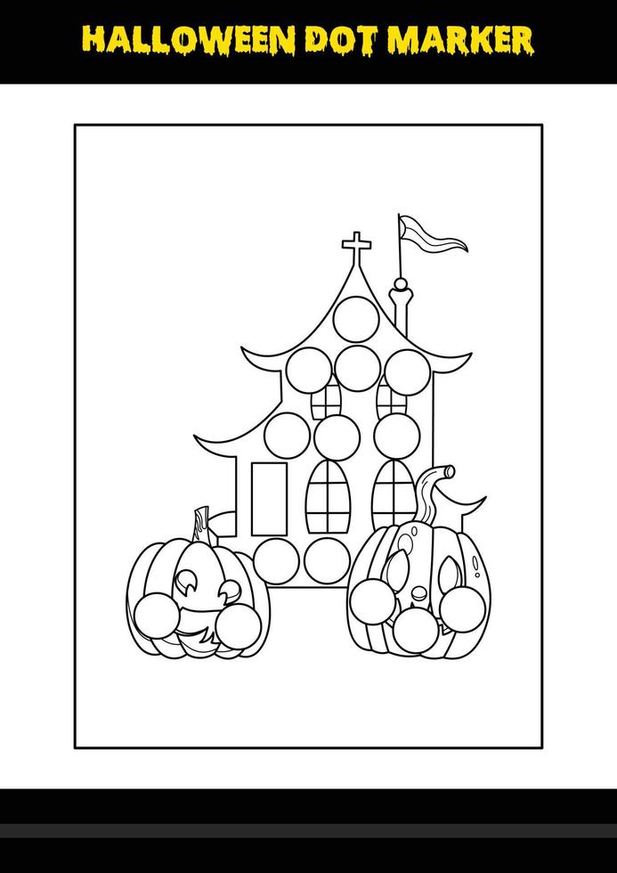 marcador de puntos de halloween para colorear para niños. diseño de página de coloreado de arte lineal para niños. vector