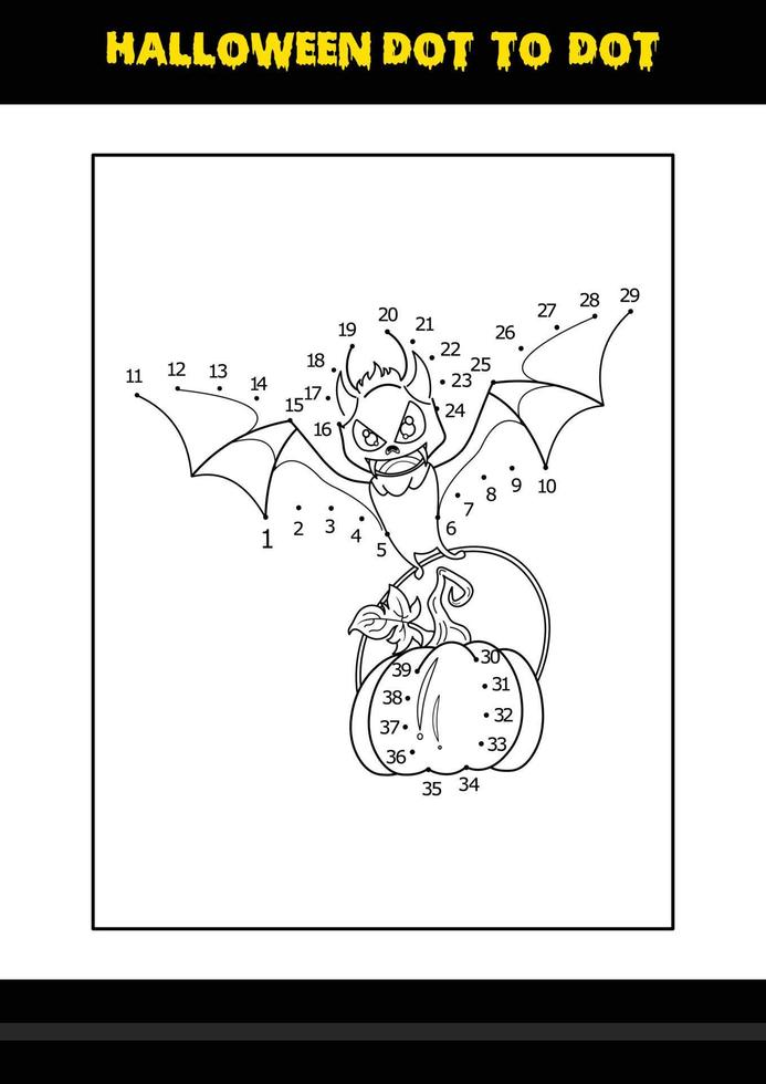 Halloween dot to dot coloring page for kids. Line art coloring page design for kids. vector