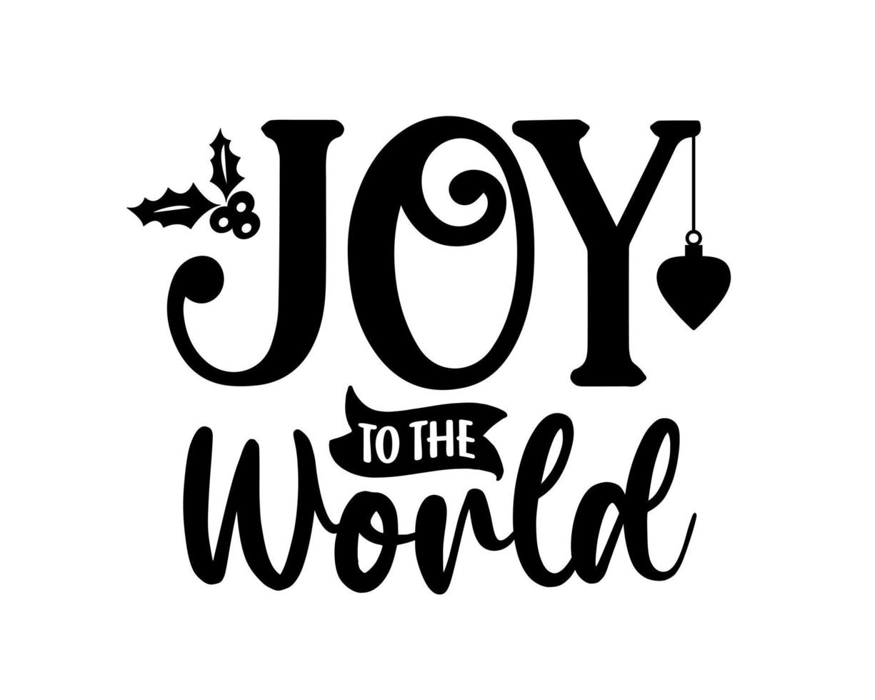 Christmas winter joy world lettering greeting card. Hand-drawn lettering poster for Christmas. Merry Christmas quotes calligraphy lettering isolated on white background, vector illustration.