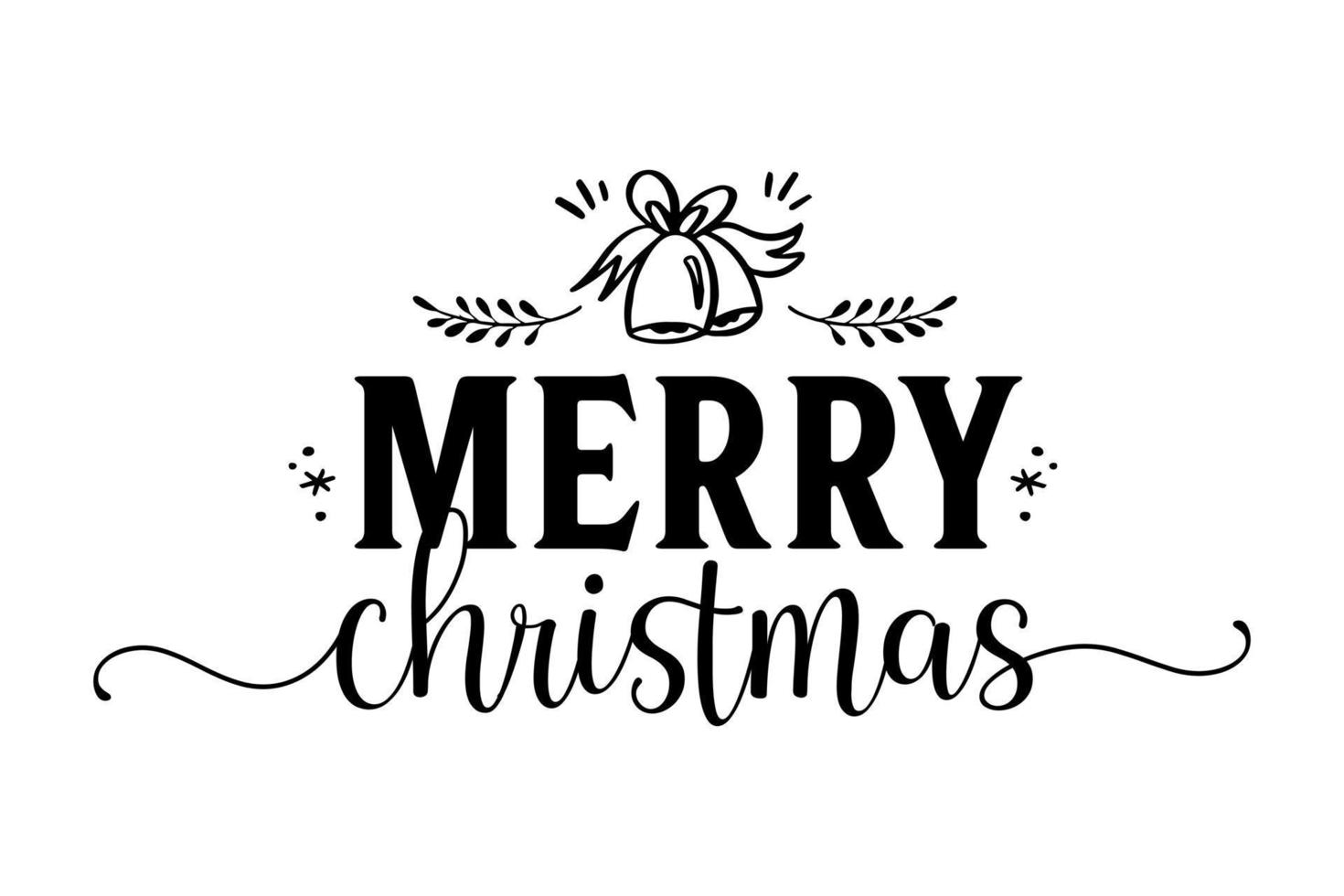 Merry Christmas winter lettering greeting card. Hand-drawn lettering poster for Christmas. Merry Christmas quotes calligraphy lettering isolated on white background, vector illustration.
