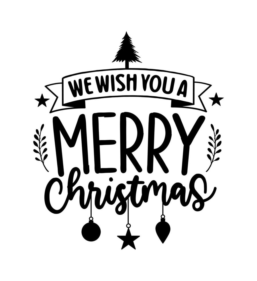 Merry Christmas winter lettering greeting card. Hand-drawn lettering poster for Christmas. Merry Christmas quotes calligraphy lettering isolated on white background, vector illustration.