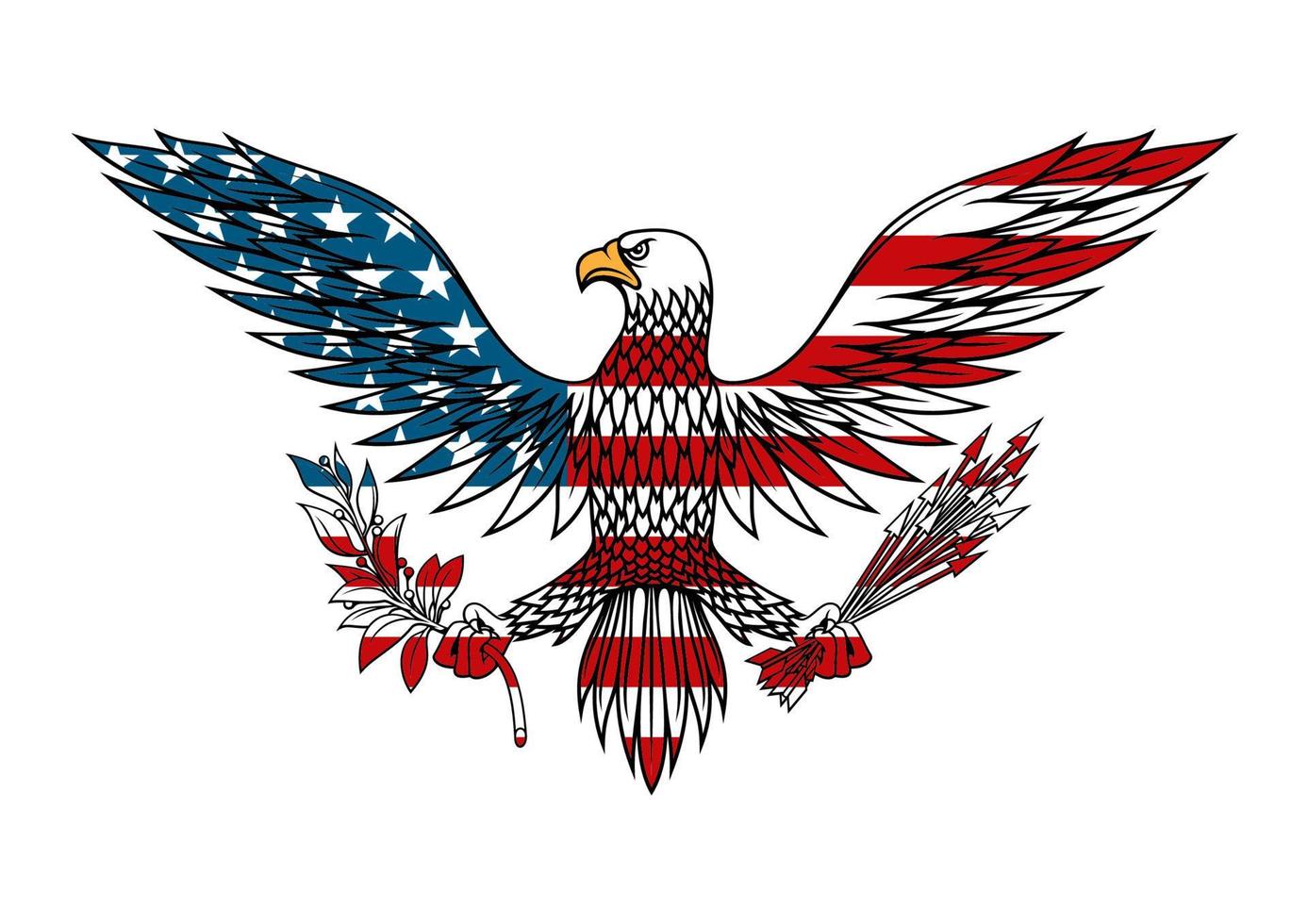 American eagle colored in USA flag colors vector