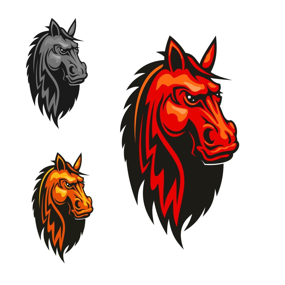 Horse stallion head and mane heraldic emblem vector