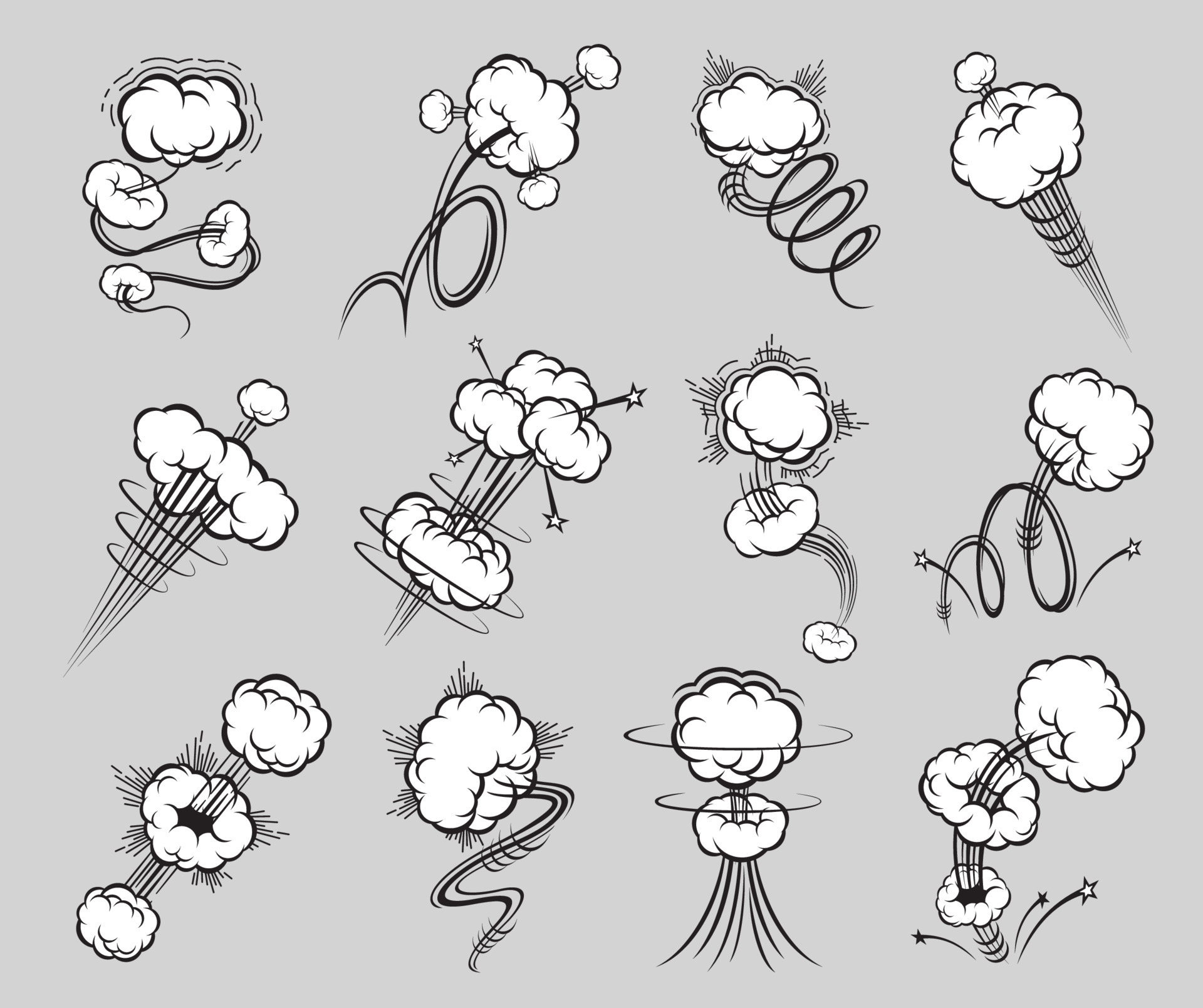 Comic speed motion effect, speed trail, puff cloud 11674542 Vector Art