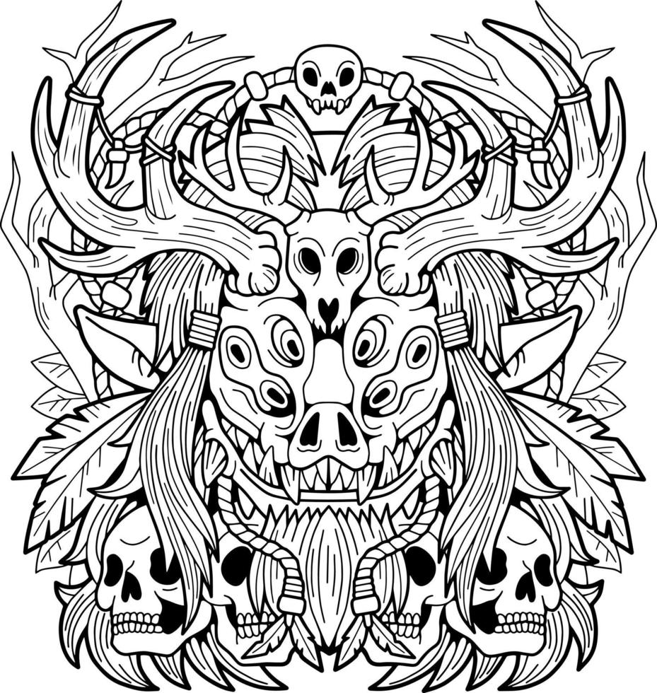 evil forest spirit wendigo vector