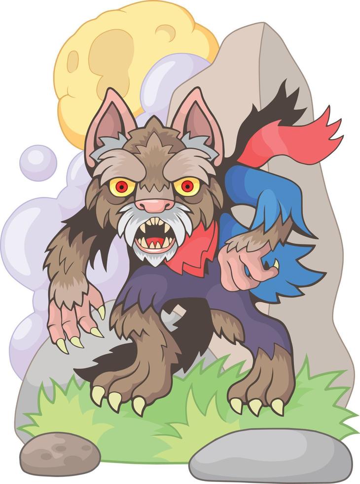 cartoon angry werewolf vector