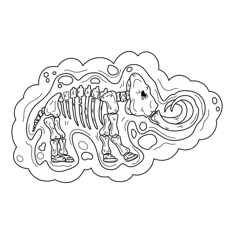 Mammoth fossil line art vector