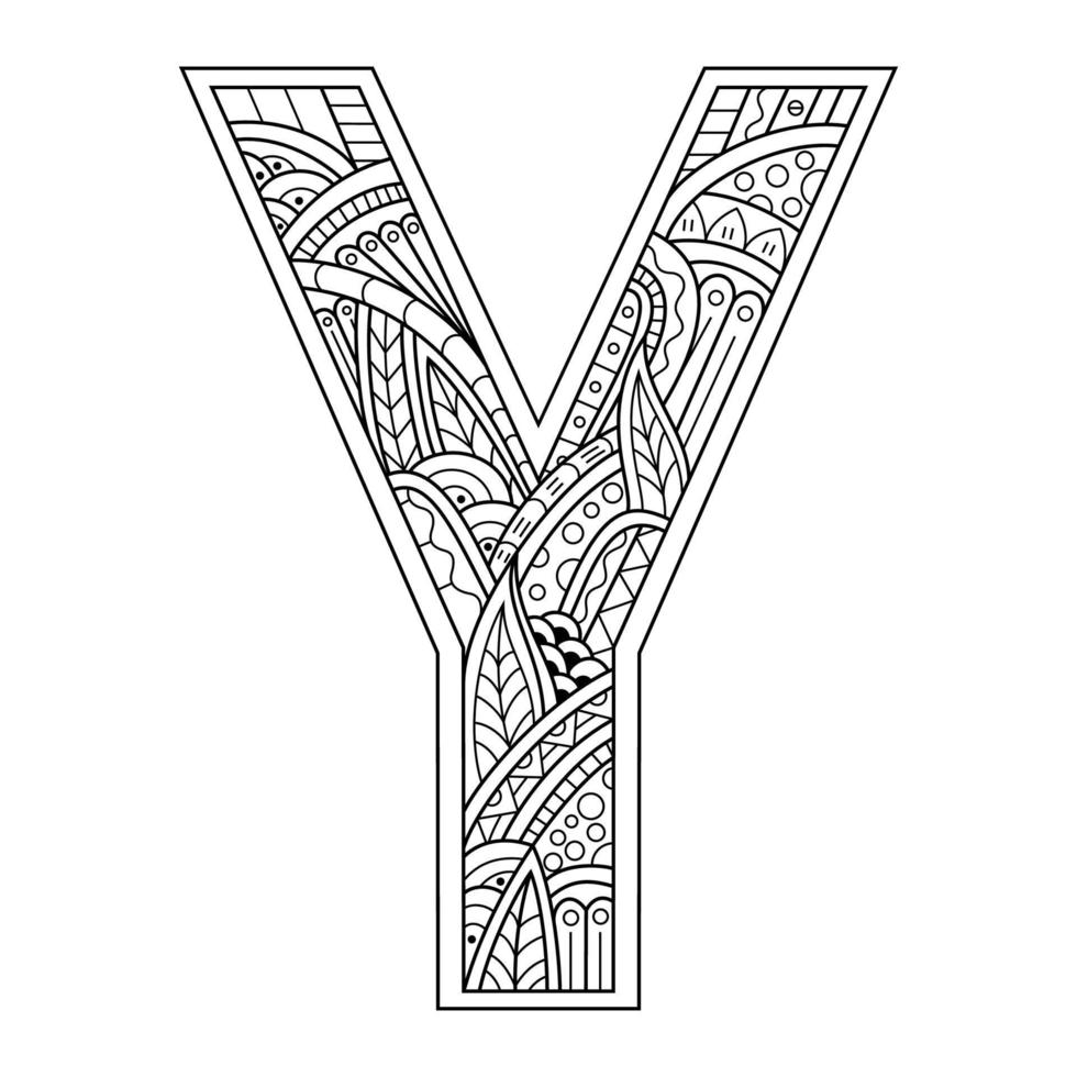 Aphabet letter Y line art vector