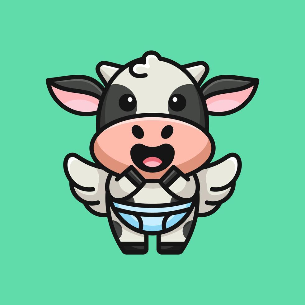 CUTE ANGEL COW vector