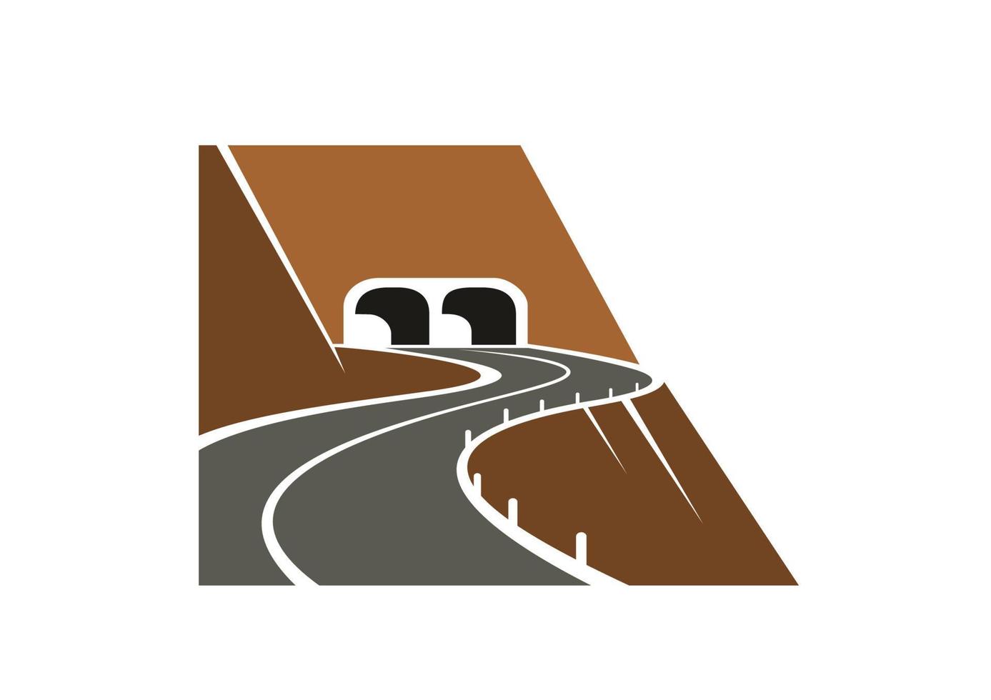 Mountainside winding road and tunnel vector