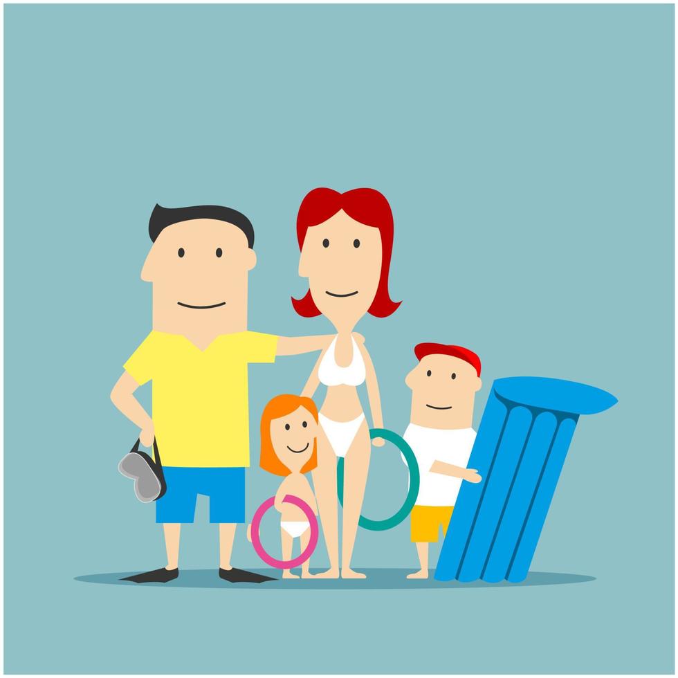 Happy family in swimwear on summer vacation vector