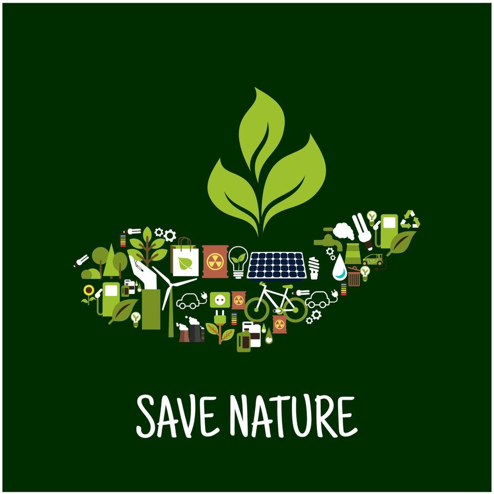 Green plant in hand icon vector