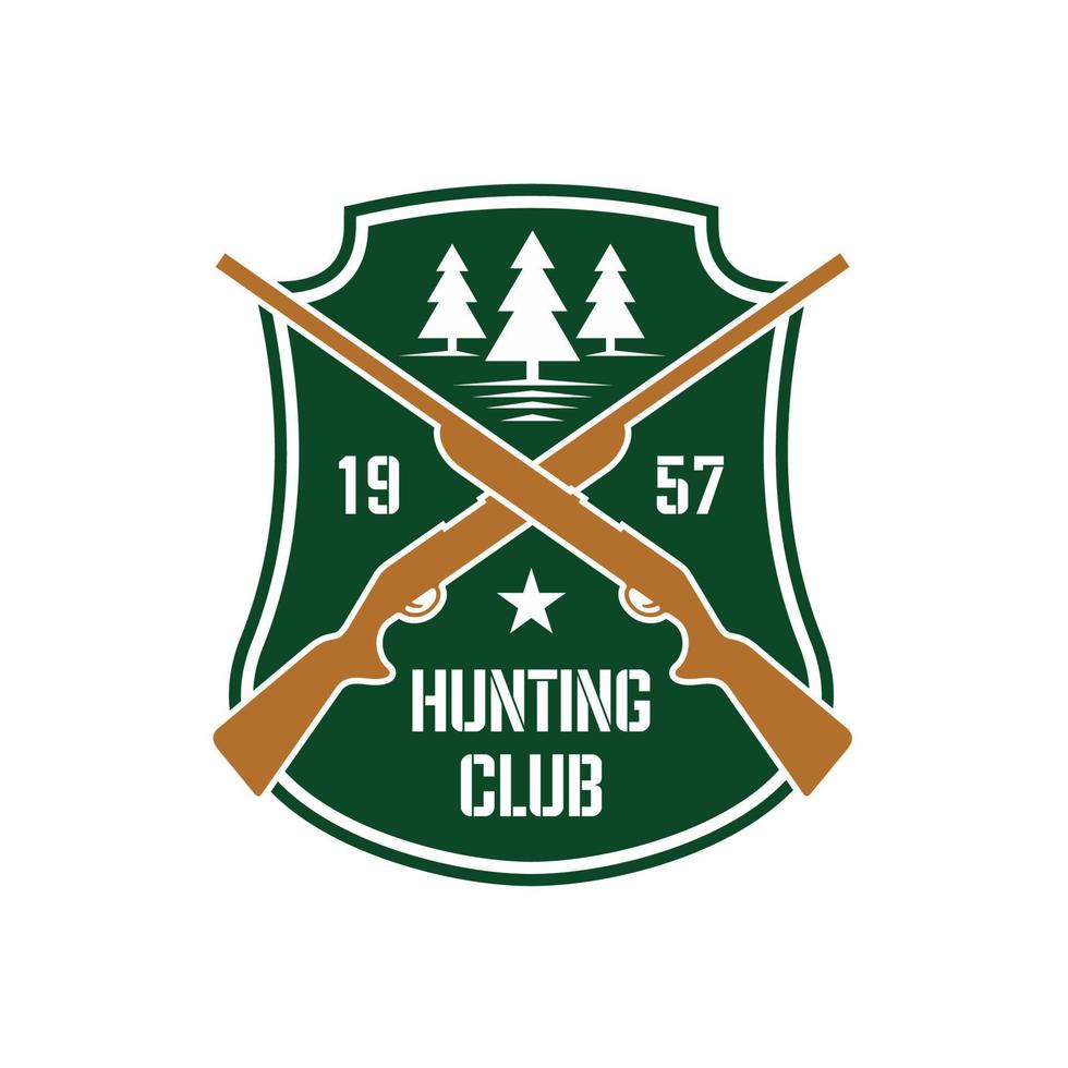 Hunting insignia with crossed rifles on a shield vector