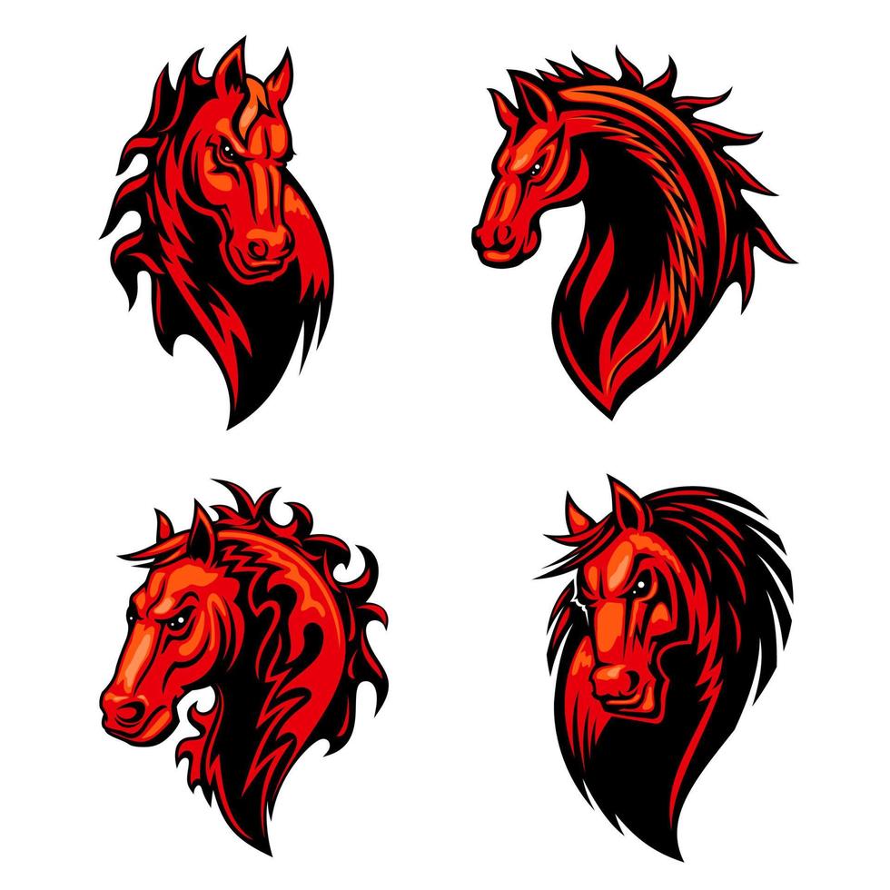 Fire flaming horse head for mascot design vector