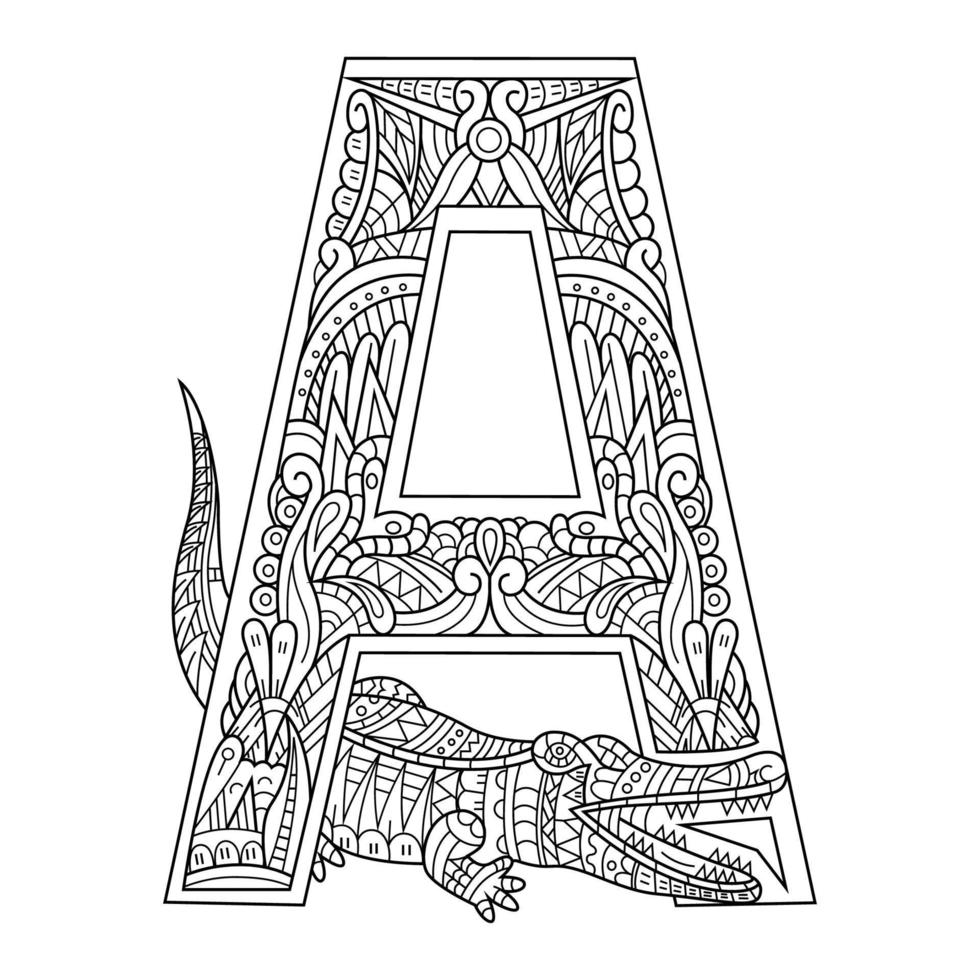 Aphabet letter A line art vector