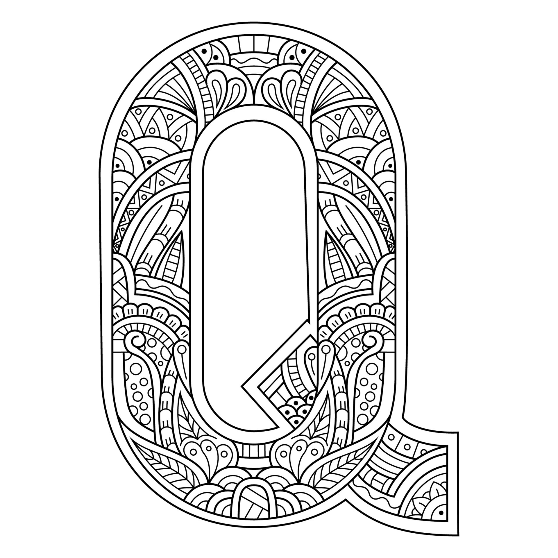 Aphabet letter Q line art 11674711 Vector Art at Vecteezy