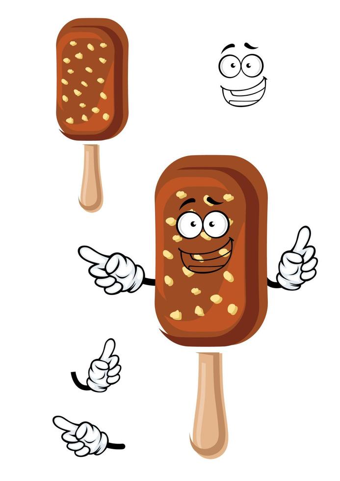 Chocolate ice cream with nuts vector