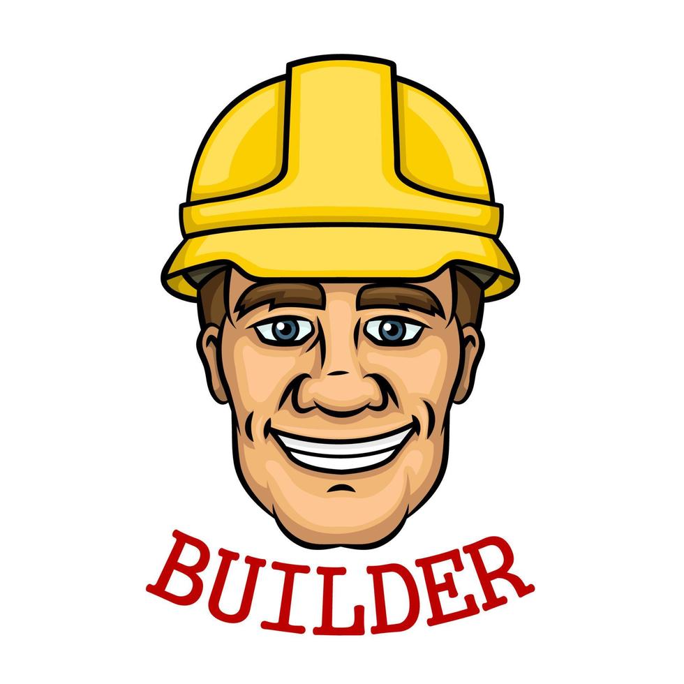Smiling builder man in hard hat vector