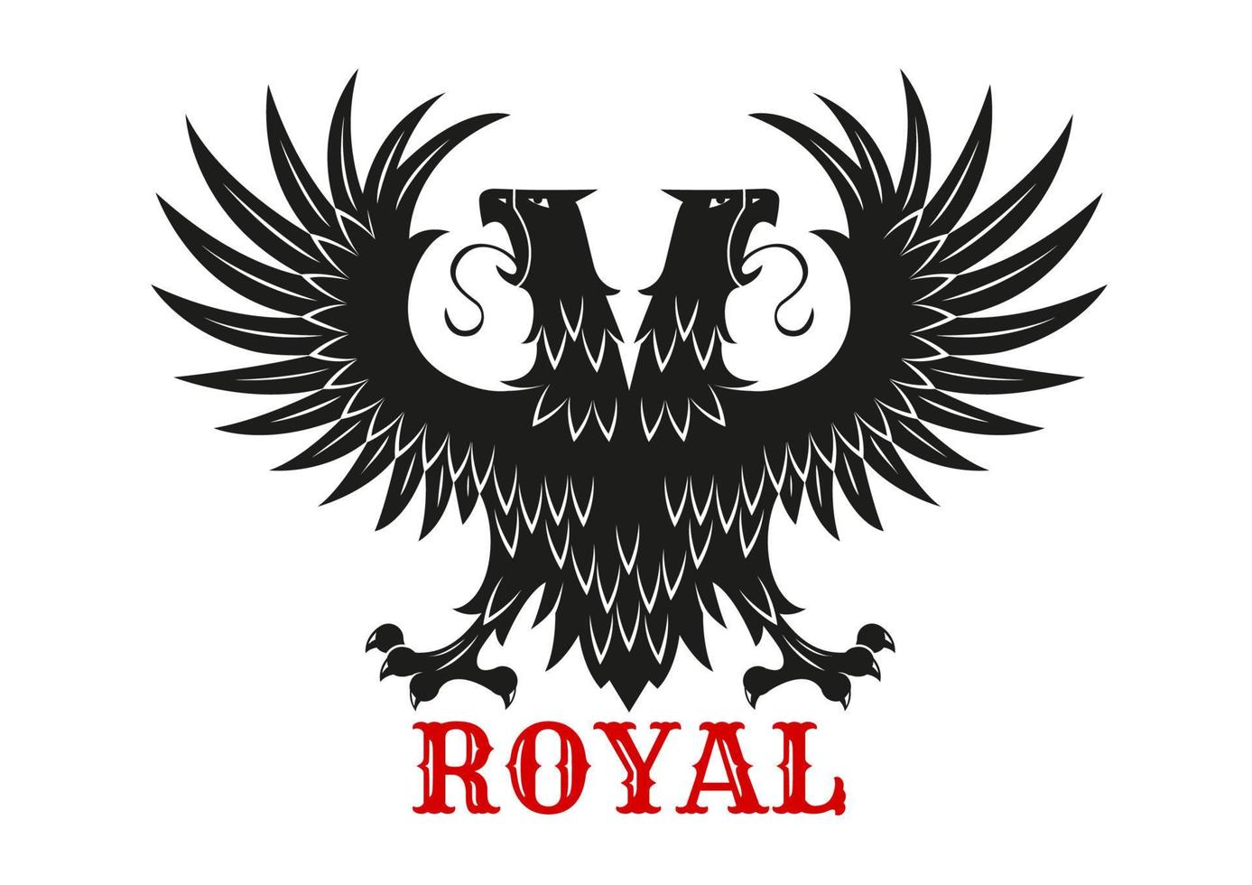 Royal double headed eagle black heraldic symbol vector