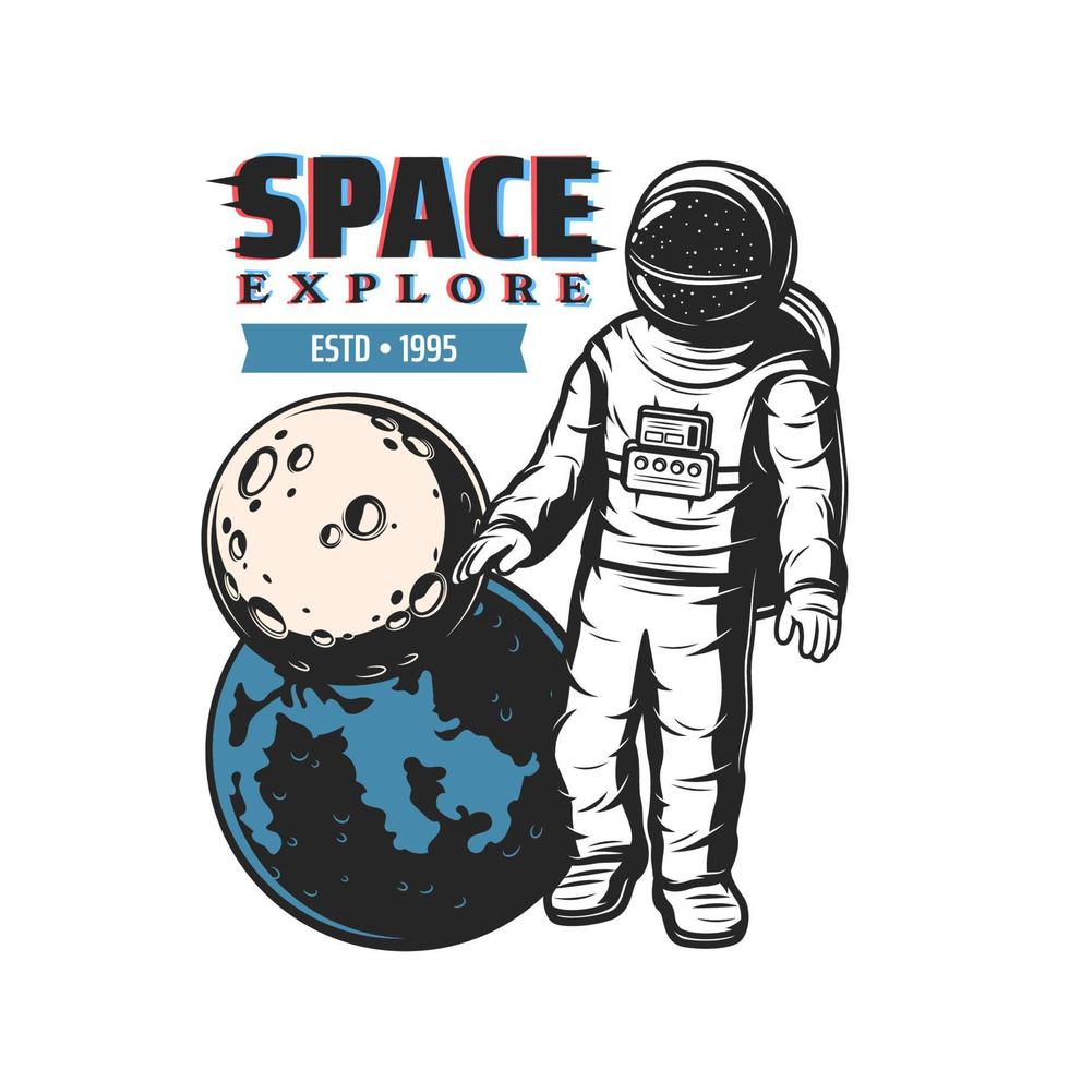 Astronaut, planets, space and galaxy spaceflight vector