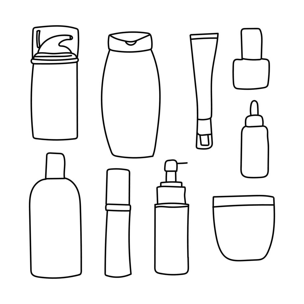 Black and White Doodled Beauty Containers vector