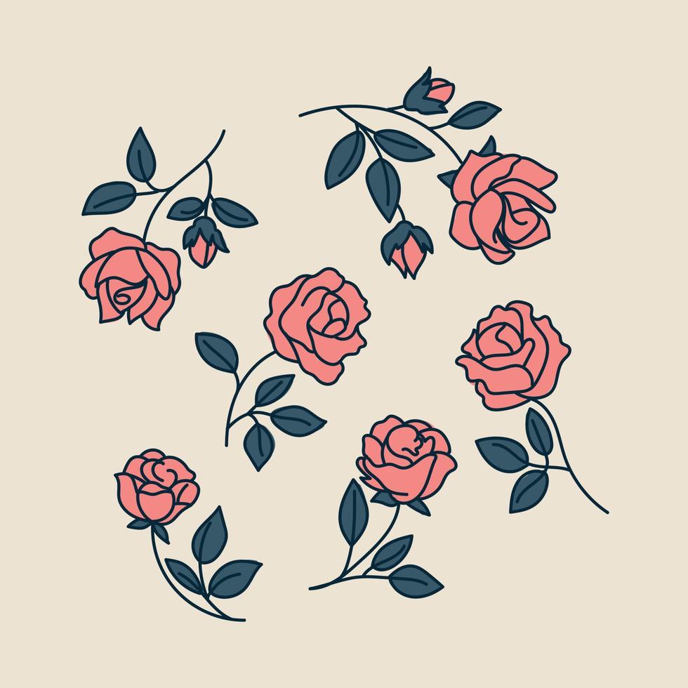 hermosa ilustración de rosas vector