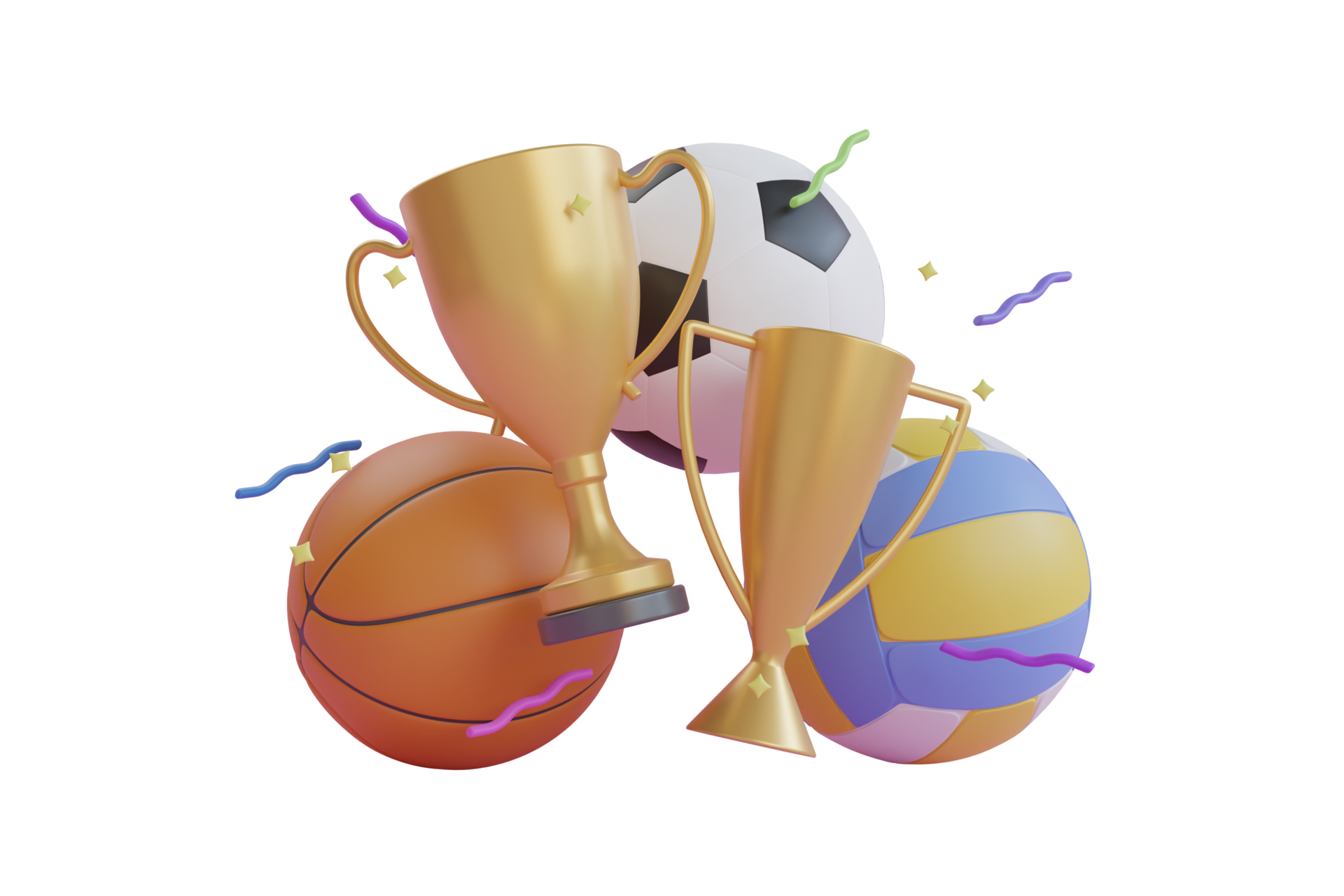 3D Champion different types of sport balls used in the sports of