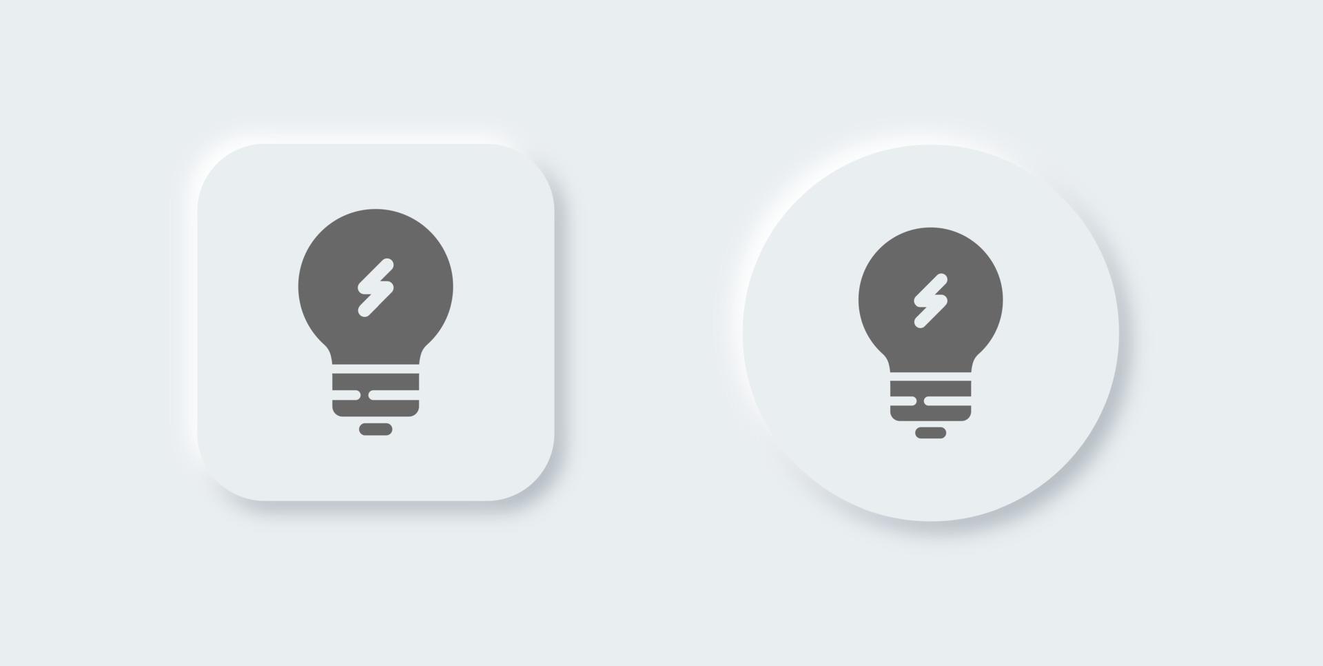 Light bulb solid icon in neomorphic design style. Idea signs vector illustration.
