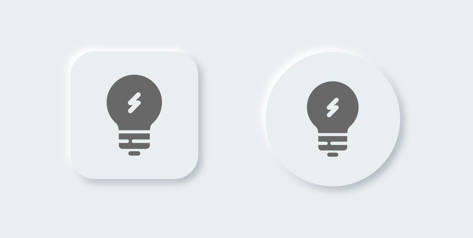 Light bulb solid icon in neomorphic design style. Idea signs vector illustration.