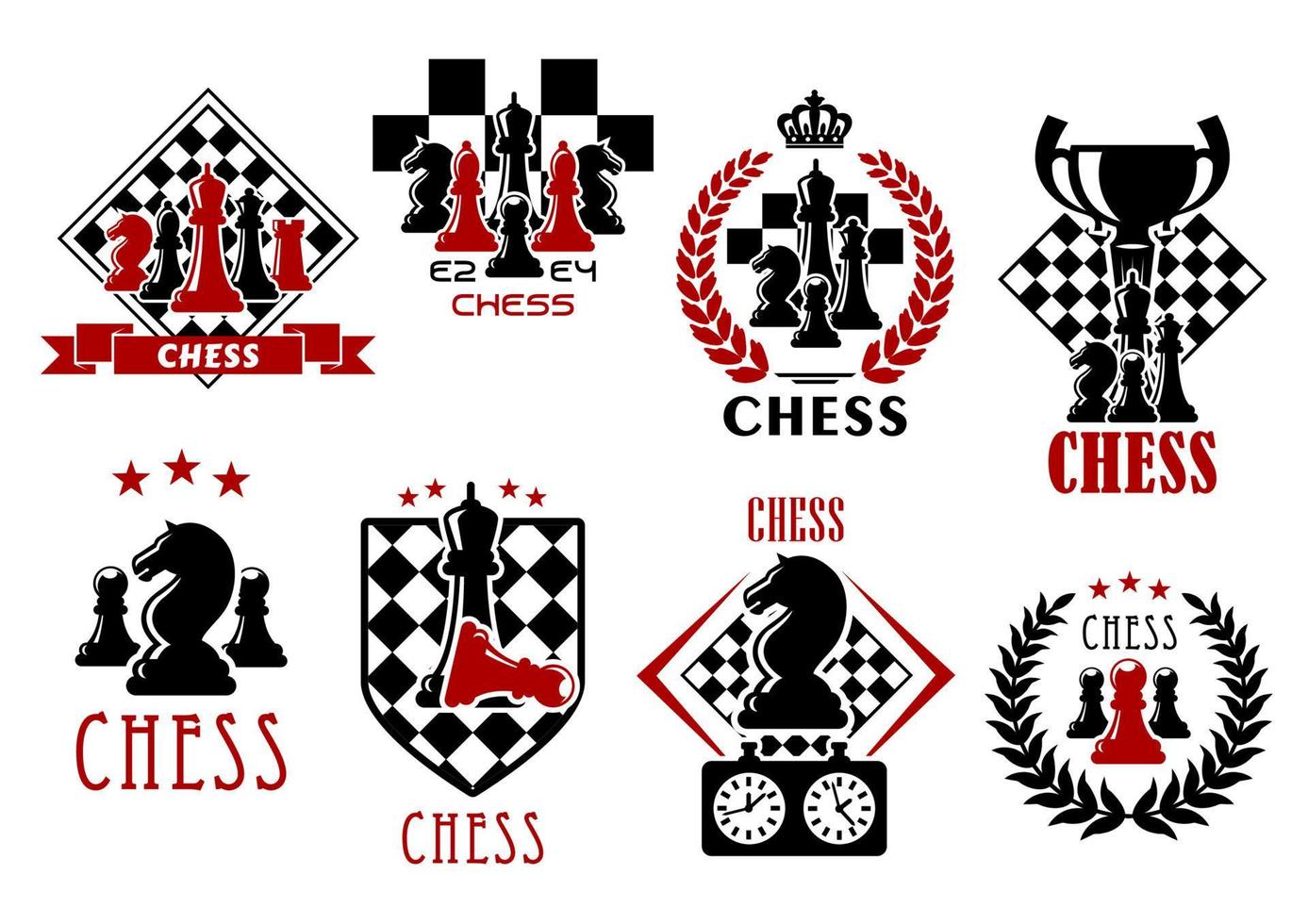 Chess game heraldic symbols and emblems vector