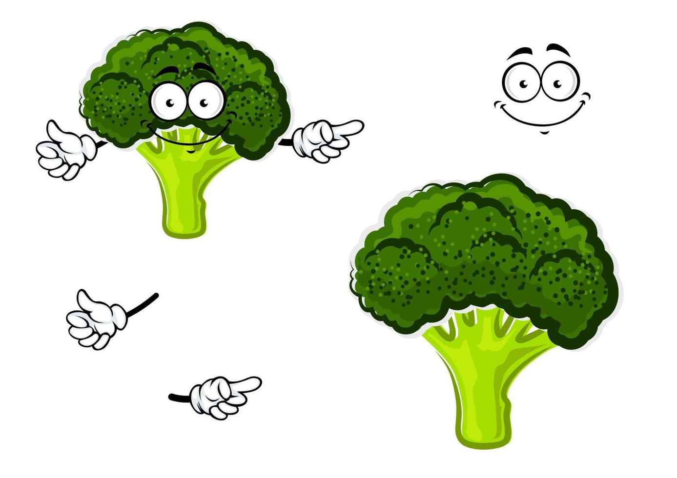 vegetales de brócoli de dibujos animados con cabeza verde vector