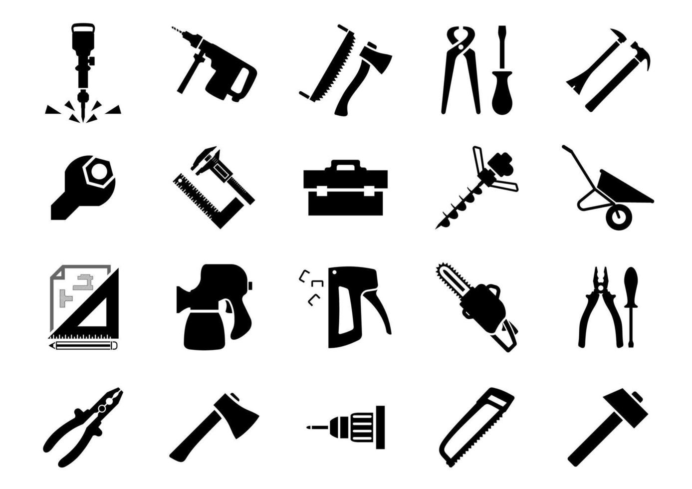 Hand and power tools icons vector