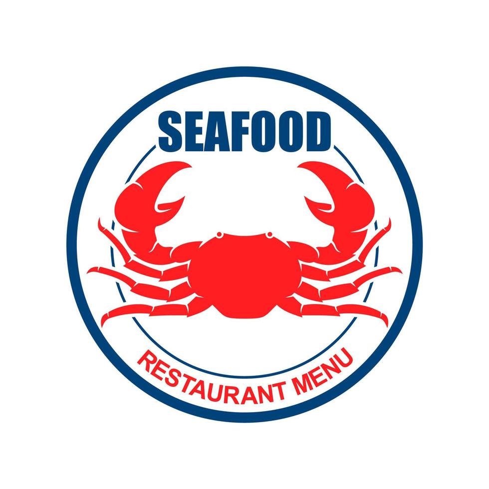 Crab on a plate retro icon for seafood menu design vector