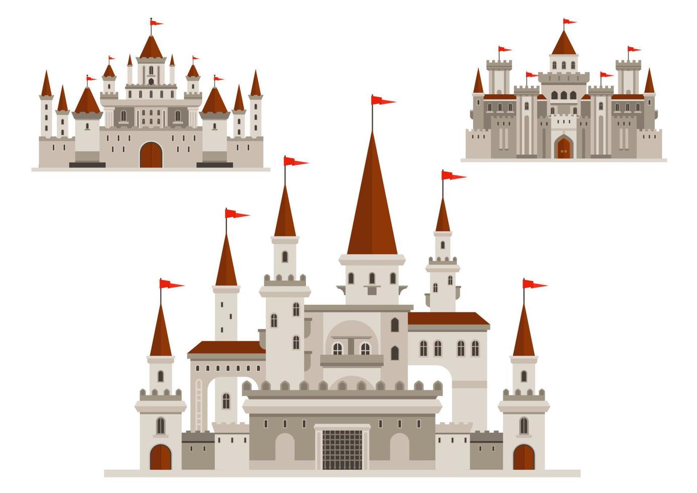 Fortified castle, fairy palace and fortress vector