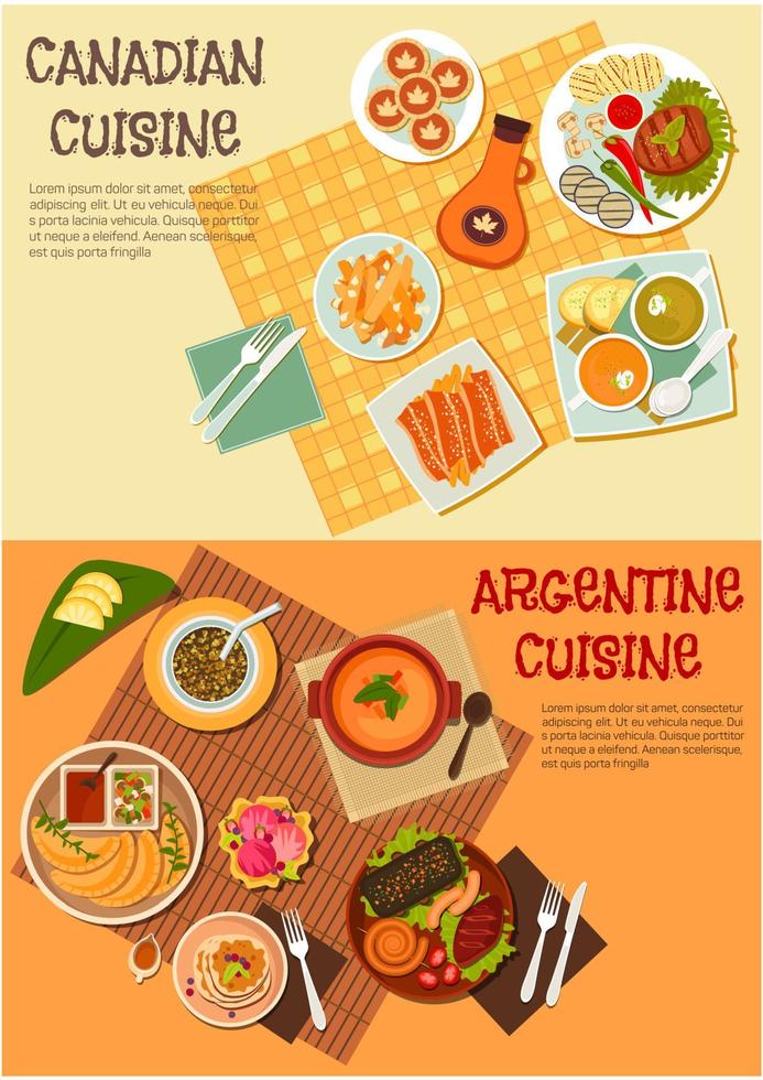 Canadian and argentine dishes for picnic icon vector